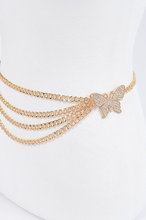 Load image into Gallery viewer, Gold Butterfly Buckle Layered Chain Belt
