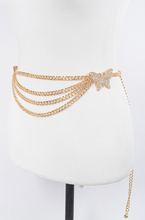 Load image into Gallery viewer, Gold Butterfly Buckle Layered Chain Belt
