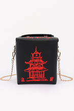 Load image into Gallery viewer, Black Chinese Food Inspired To Go Box Purse
