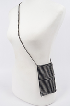 Load image into Gallery viewer, Black and Clear Crystals Mesh Rhinestone Crossbody Cellphone Purse
