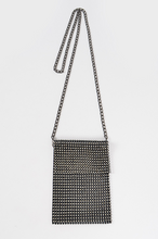 Load image into Gallery viewer, Black and Clear Crystals Mesh Rhinestone Crossbody Cellphone Purse
