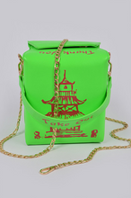 Load image into Gallery viewer, Neon Green Chinese Food Inspired To Go Box Purse
