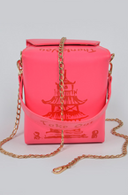 Load image into Gallery viewer, Neon Pink Chinese Food Inspired To Go Box Purse

