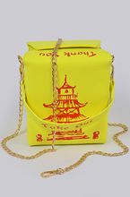 Load image into Gallery viewer, Neon Yellow Chinese Food Inspired To Go Box Purse
