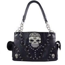 Load image into Gallery viewer, Embroidered Skull and Studs Shoulder Purse
