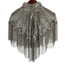 Load image into Gallery viewer, Gray Beaded Collared Capelet
