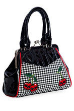 Load image into Gallery viewer, Skull Cherries and Gingham Kisslock Purse
