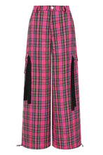 Load image into Gallery viewer, Time Bomb Hot Pink Plaid Wide Leg Pants
