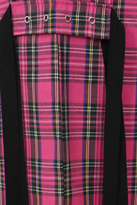 Time Bomb Hot Pink Plaid Wide Leg Pants