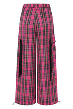 Load image into Gallery viewer, Time Bomb Hot Pink Plaid Wide Leg Pants
