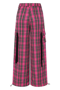 Time Bomb Hot Pink Plaid Wide Leg Pants