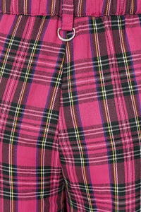 Time Bomb Hot Pink Plaid Wide Leg Pants