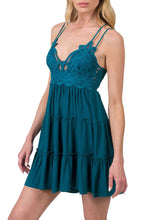 Load image into Gallery viewer, Teal_lace_tiered_dress
