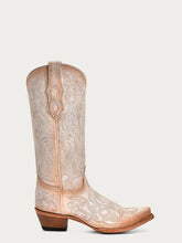 Load image into Gallery viewer, Pink Luminescent Embroidery Straw Square Toe Cowboy Boots
