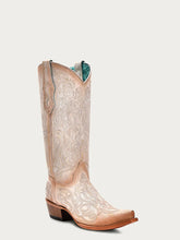 Load image into Gallery viewer, Pink Luminescent Embroidery Straw Square Toe Cowboy Boots
