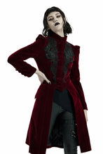 Load image into Gallery viewer, Red Velvet Gothic Coat with Corset Lace Back
