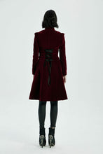 Load image into Gallery viewer, Red Velvet Gothic Coat with Corset Lace Back
