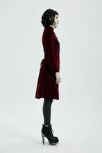 Load image into Gallery viewer, Red Velvet Gothic Coat with Corset Lace Back
