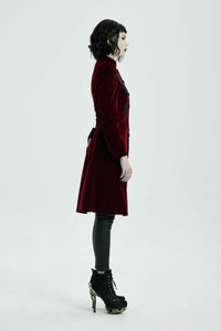 Red Velvet Gothic Coat with Corset Lace Back