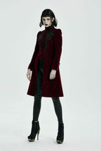 Load image into Gallery viewer, Red Velvet Gothic Coat with Corset Lace Back
