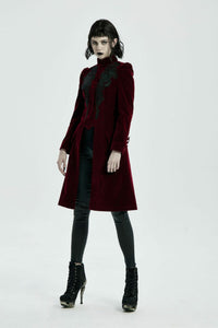 Red Velvet Gothic Coat with Corset Lace Back