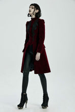 Load image into Gallery viewer, Red Velvet Gothic Coat with Corset Lace Back
