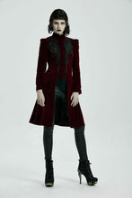 Load image into Gallery viewer, Red Velvet Gothic Coat with Corset Lace Back
