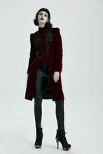 Load image into Gallery viewer, Red Velvet Gothic Coat with Corset Lace Back
