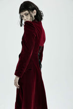 Load image into Gallery viewer, Red Velvet Gothic Coat with Corset Lace Back
