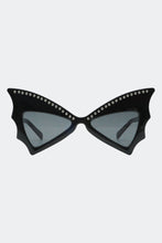 Load image into Gallery viewer, Sunglasses with green lenses and black frame on a white background
