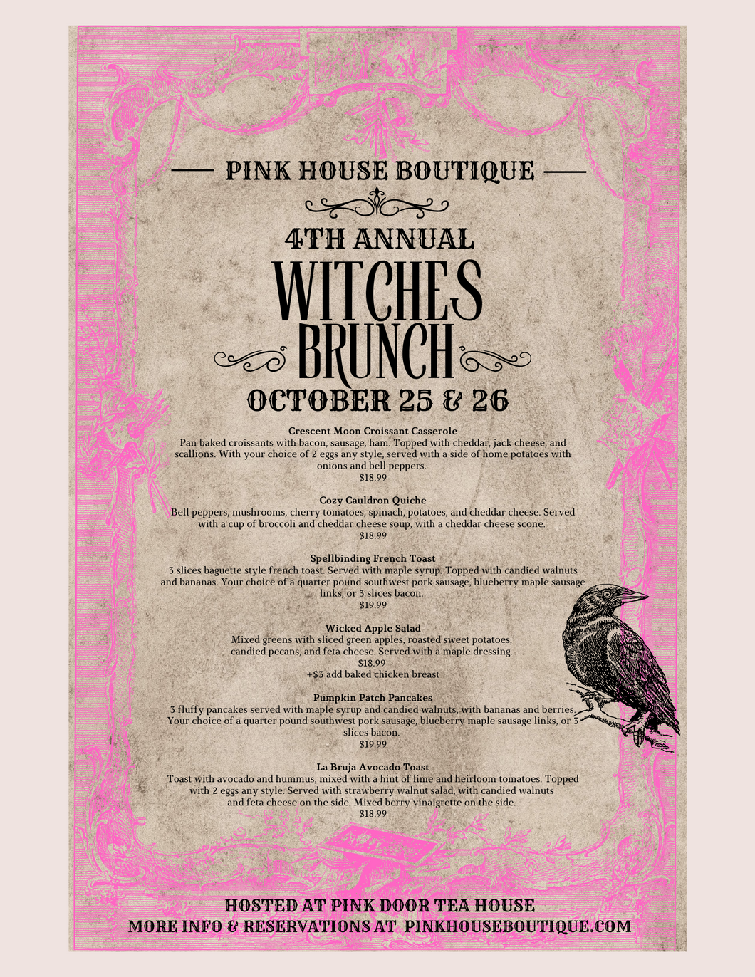 Witches Brunch Hosted @ The Pink Door Tea House October 26th, 2025