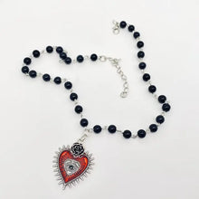 Load image into Gallery viewer, Gothic Red Devil's Eye Pendant Beaded Chain Necklace
