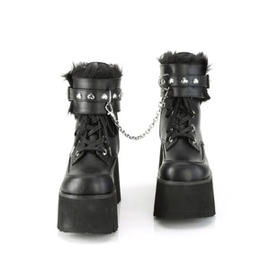 Ashes Lace Up Platform Ankle Boot with Removeable Cuffs and Heart Studs