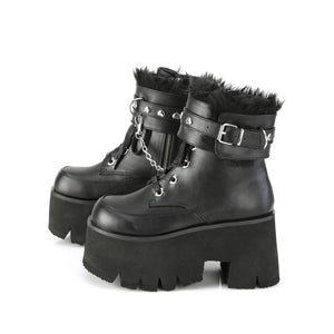 Ashes Lace Up Platform Ankle Boot with Removeable Cuffs and Heart Studs