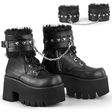 Load image into Gallery viewer, Ashes Lace Up Platform Ankle Boot with Removeable Cuffs and Heart Studs
