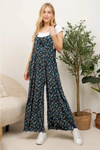 Load image into Gallery viewer, Teal Velvet Floral Overalls

