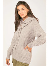 Load image into Gallery viewer, Heather Gray Oversized Balaclava Hoodie Soft Knit Sweater
