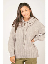 Load image into Gallery viewer, Heather Gray Oversized Balaclava Hoodie Soft Knit Sweater
