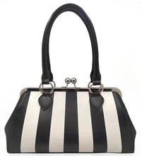 Load image into Gallery viewer, Black and White Striped Kisslock Handbag Purse
