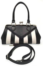 Load image into Gallery viewer, Black and White Striped Kisslock Handbag Purse
