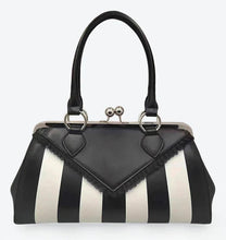 Load image into Gallery viewer, Black and White Striped Kisslock Handbag Purse
