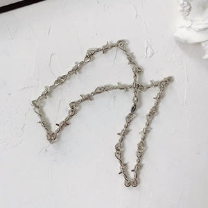 Punky Barbed Wire Chain Necklace