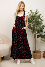 Load image into Gallery viewer, Rose Floral Velvet Overalls
