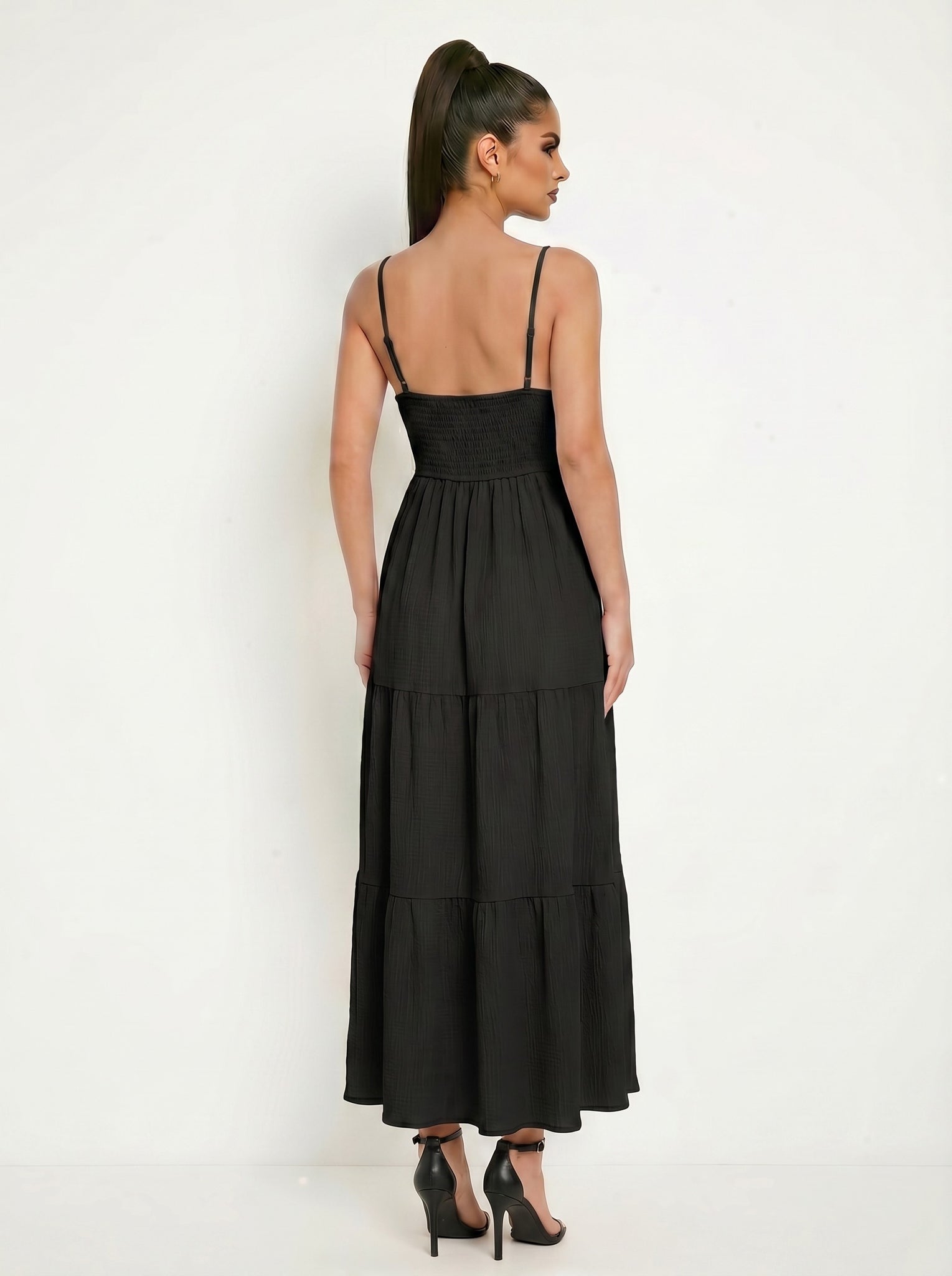 Black Crochet Top Detail Maxi Dress – Pink House Boutique