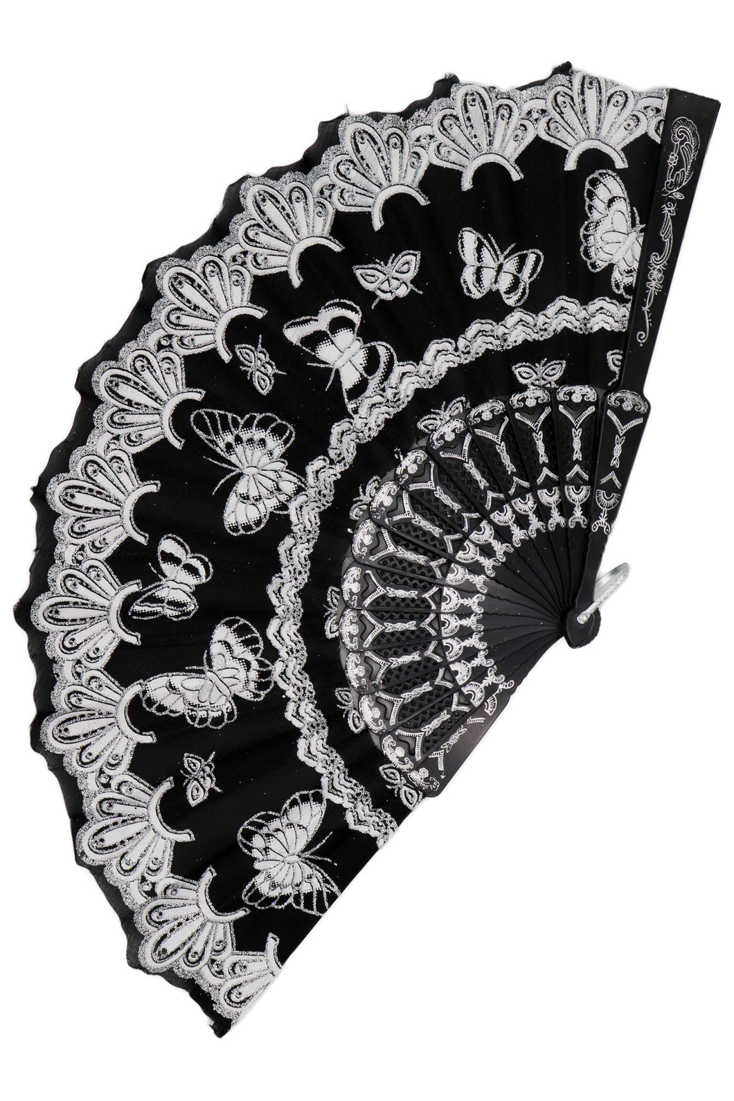 Lux Silver Glitter Black Hand Fan- More Styles Available!