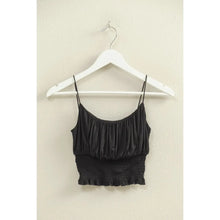 Load image into Gallery viewer, Black Ruched Middle Sleeveless Crop Top
