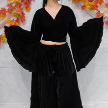 Load image into Gallery viewer, Black Velvet Boho Wrap Top
