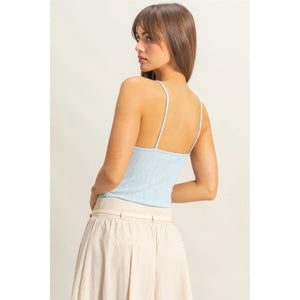 Pastel Blue Little Bow Sleeveless Crop Top