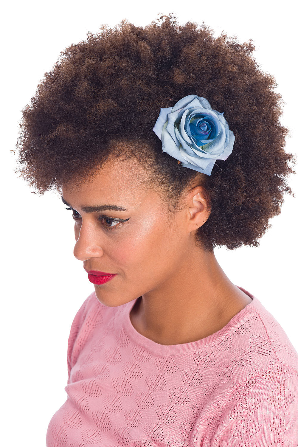 blue rose hair clip