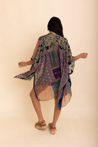 Bohemian Burnout Cobalt Design Velvet Burnout Kimono
